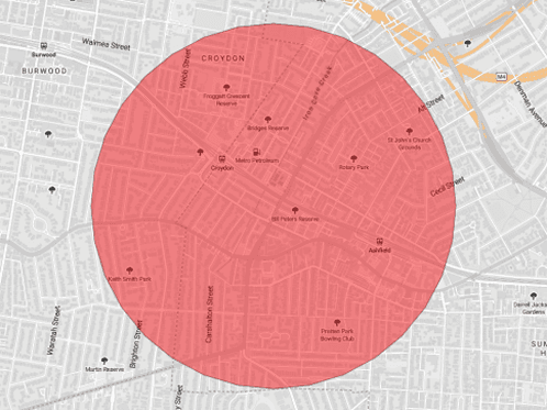 Image of a radius map