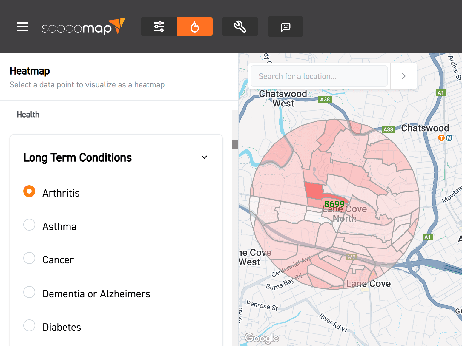Image of a heatmap of an area