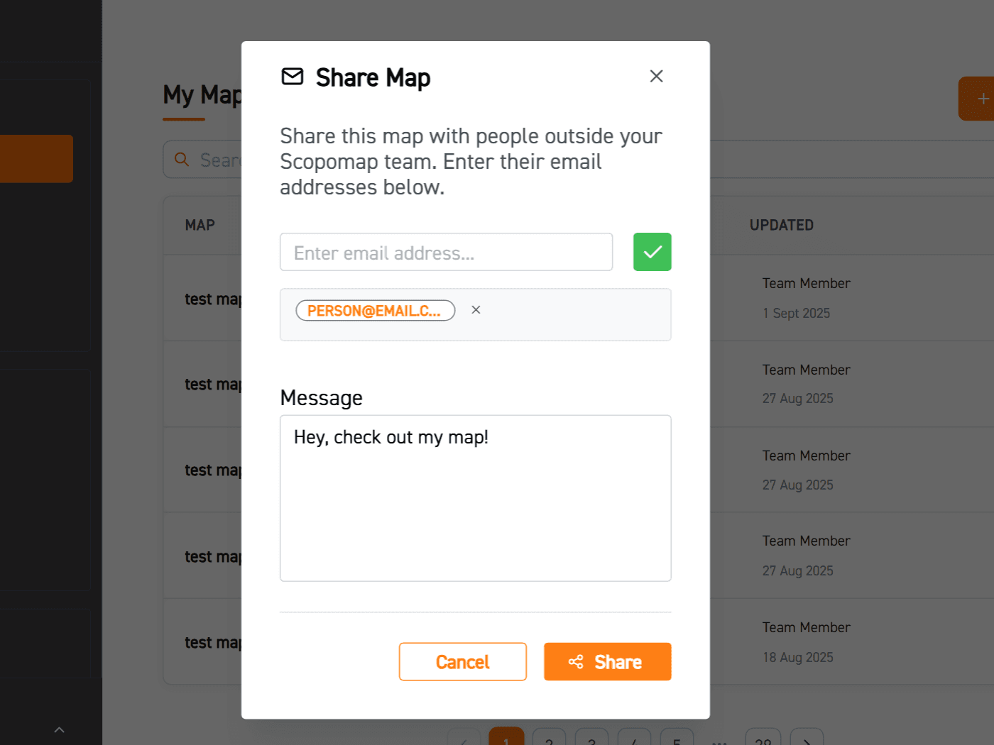 Image of share map modal