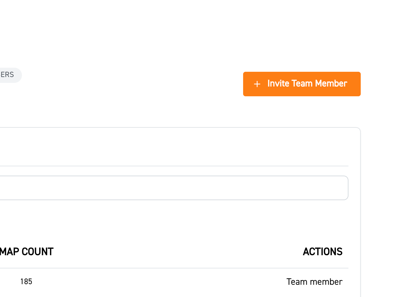 Image of invite team member button on team member page