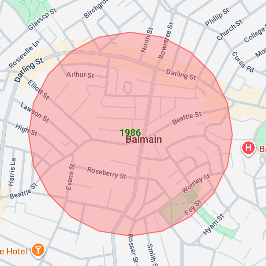 Circular map catchment in balmain