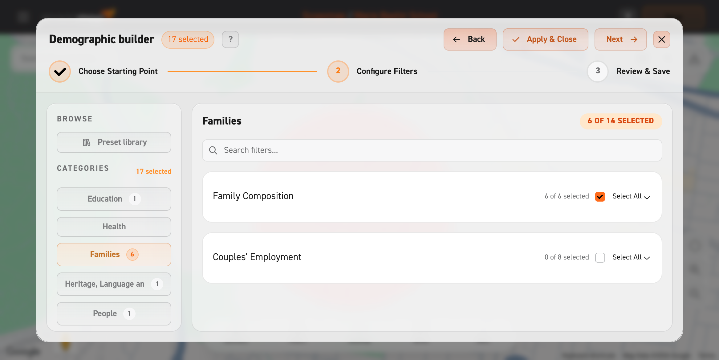 Image of filter categories