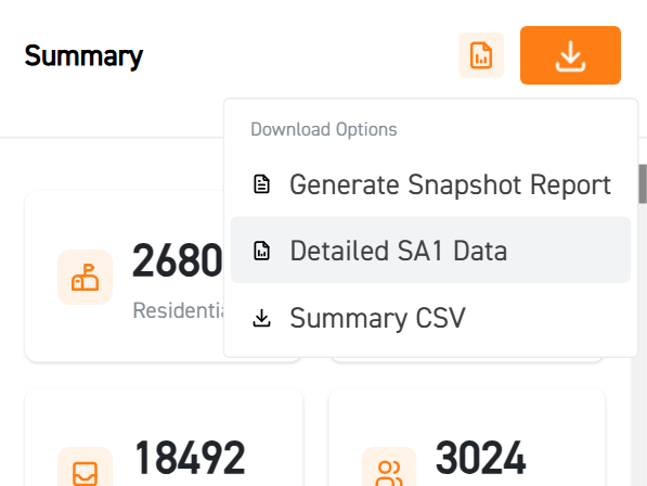 Image of download options focusing on detailed sa1 option
