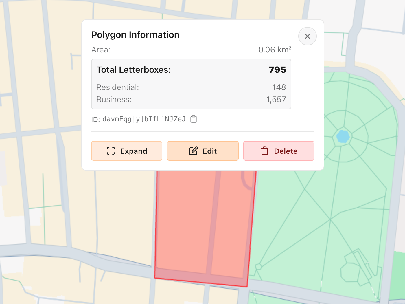Image of edit options on polygon