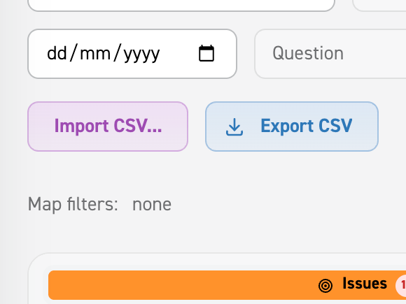 Image showing import and export options for the responses