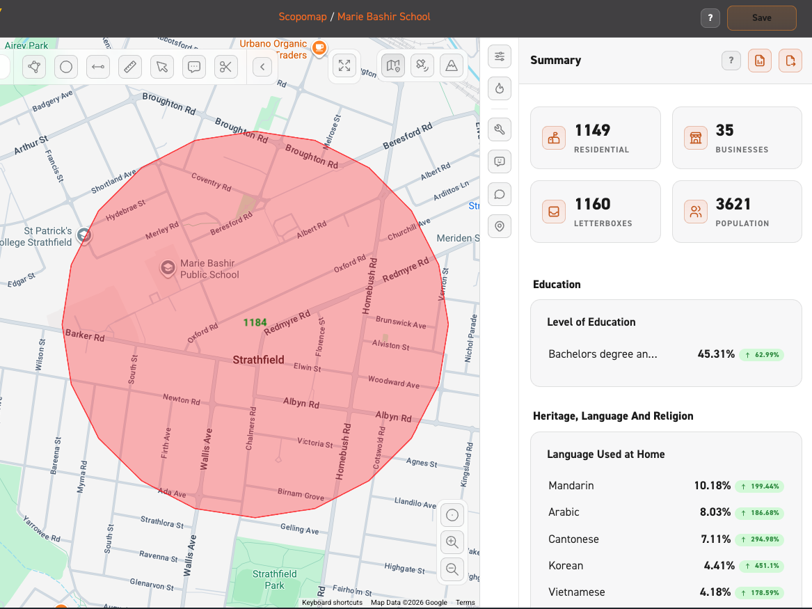 Image of a map loaded via KML upload