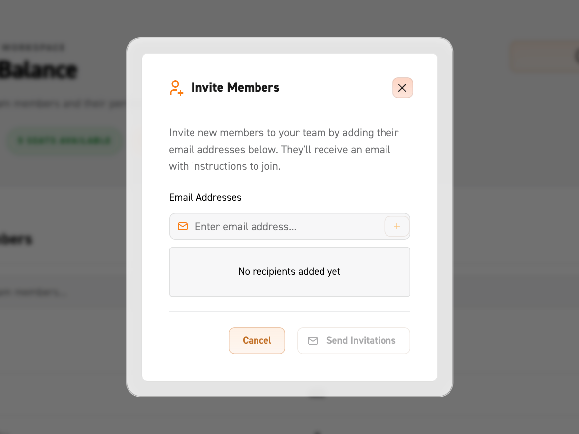 Image of Invite Members modal