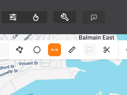 Image focusing on radial line tool in toolbar