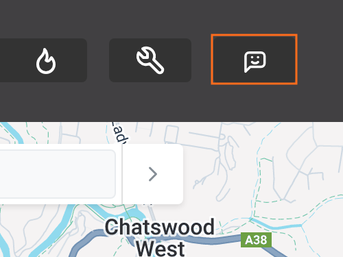 Image focusing on chat with bruce button in header