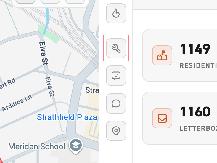 Image focusing on spanner icon in header menu
