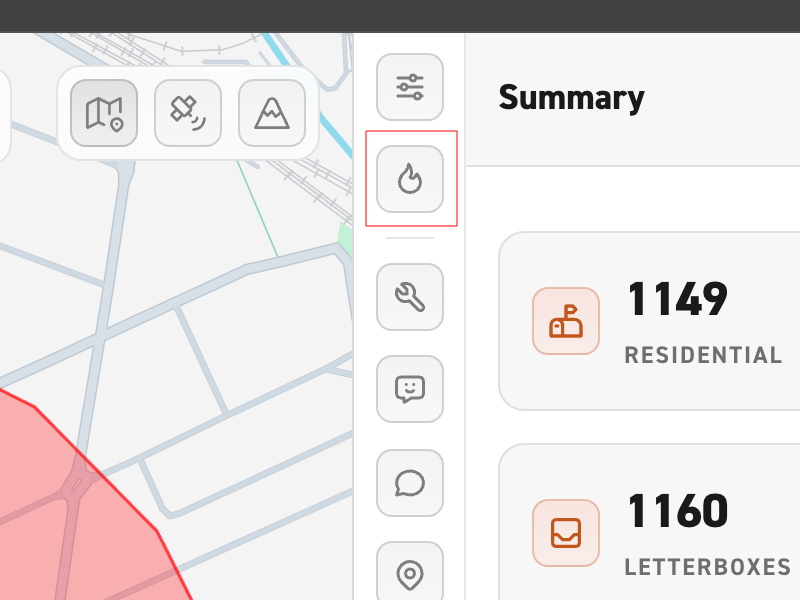 Image focusing on the heatmap button in the header
