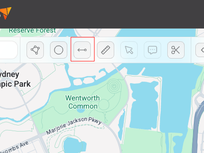 Image focusing on radial line tool in toolbar