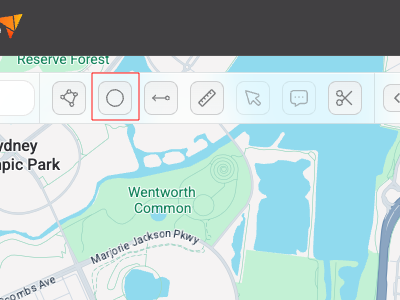 Image focusing on radius tool in toolbar