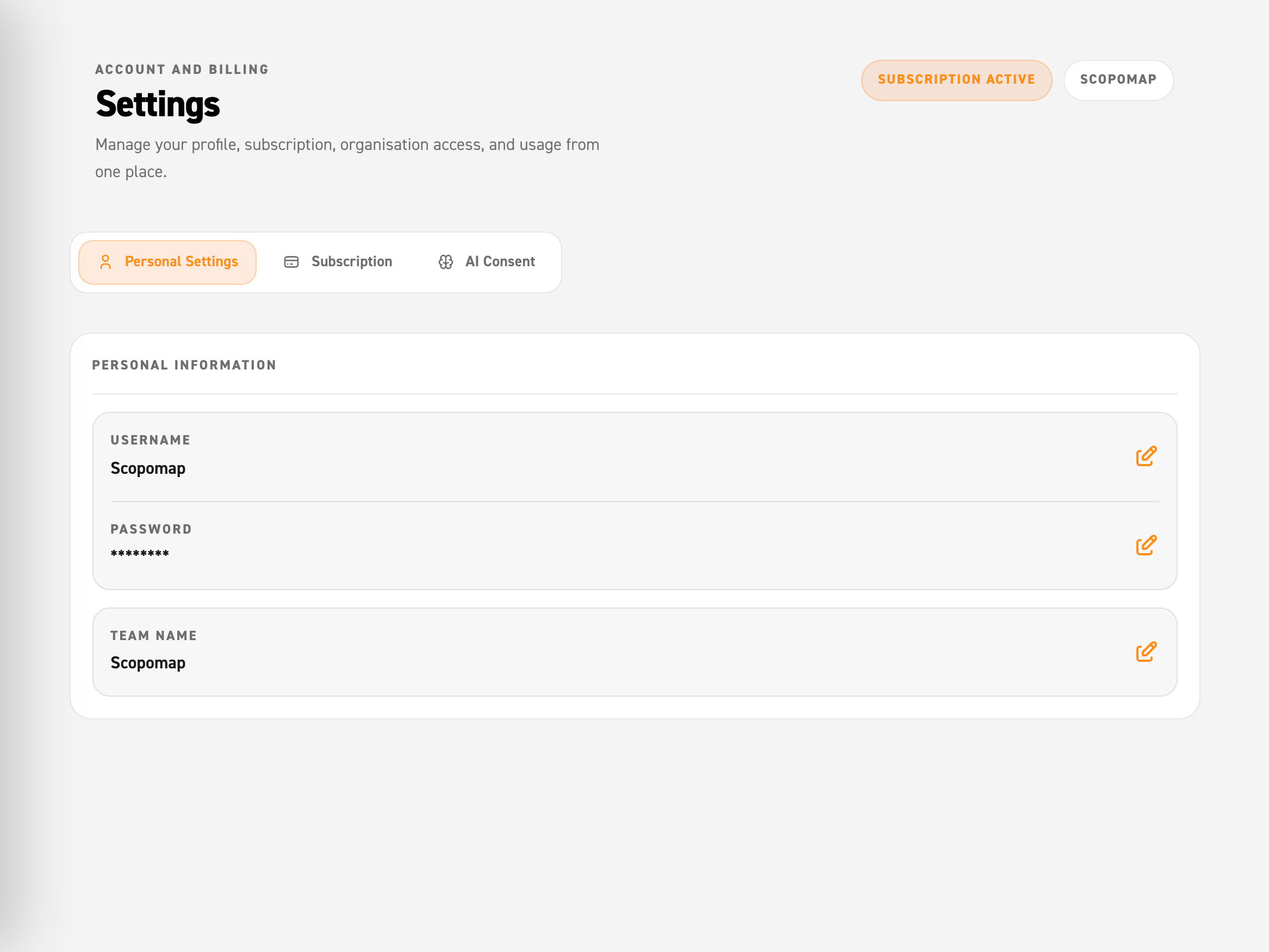 Image of Settings page