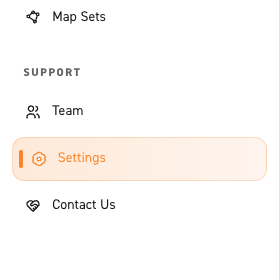 Image of side menu with 'Settings' selected