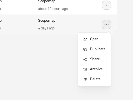 Image of options menu on saved map