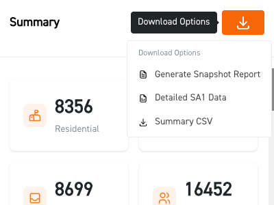 Image focusing on download options menu in Scopomap
