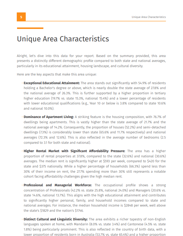 Image of a page out of the Snapshot Report generated by Bruce